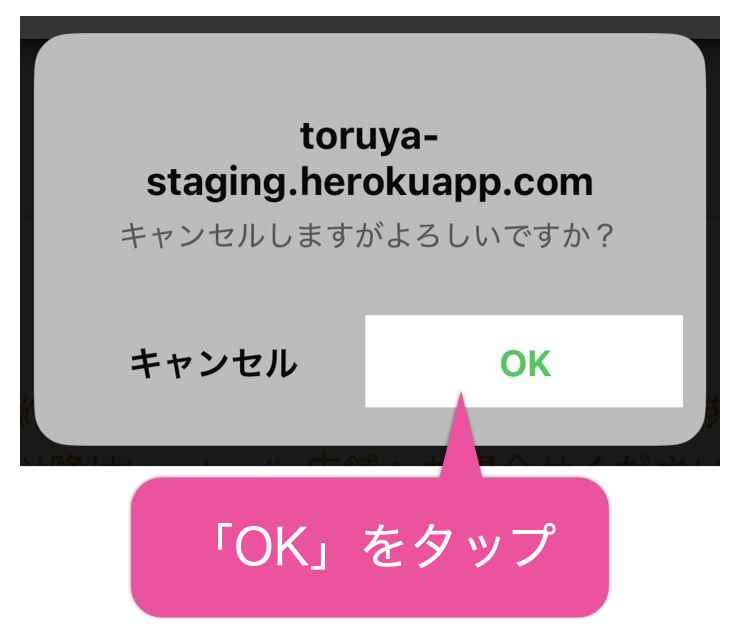 「OK」をタップ