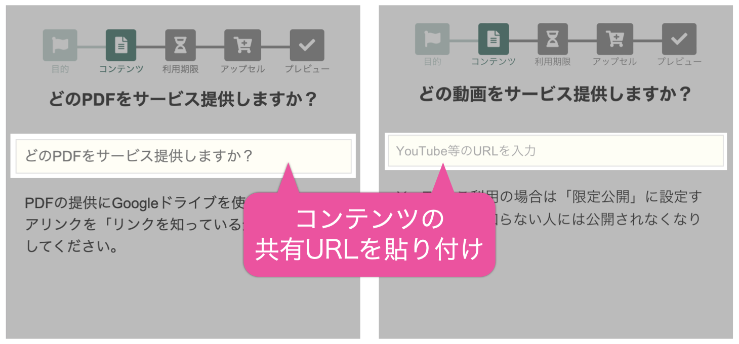 コンテンツの共有URLを貼り付け