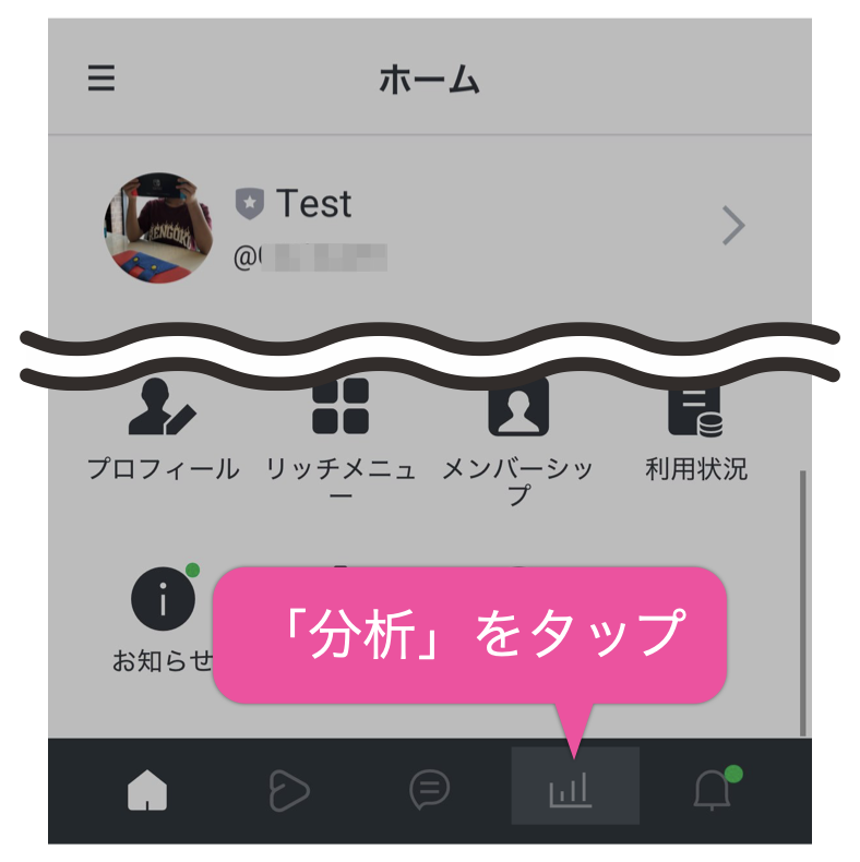 「分析」をタップ