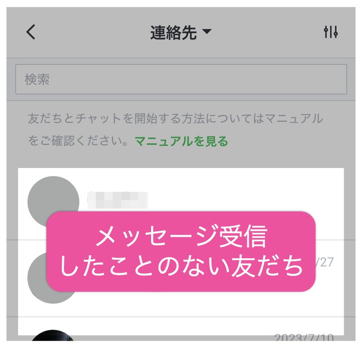 メッセージを受信したことのない友だち