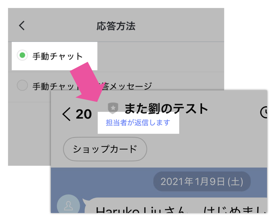 「応答状況を表示」がオンになっている状態