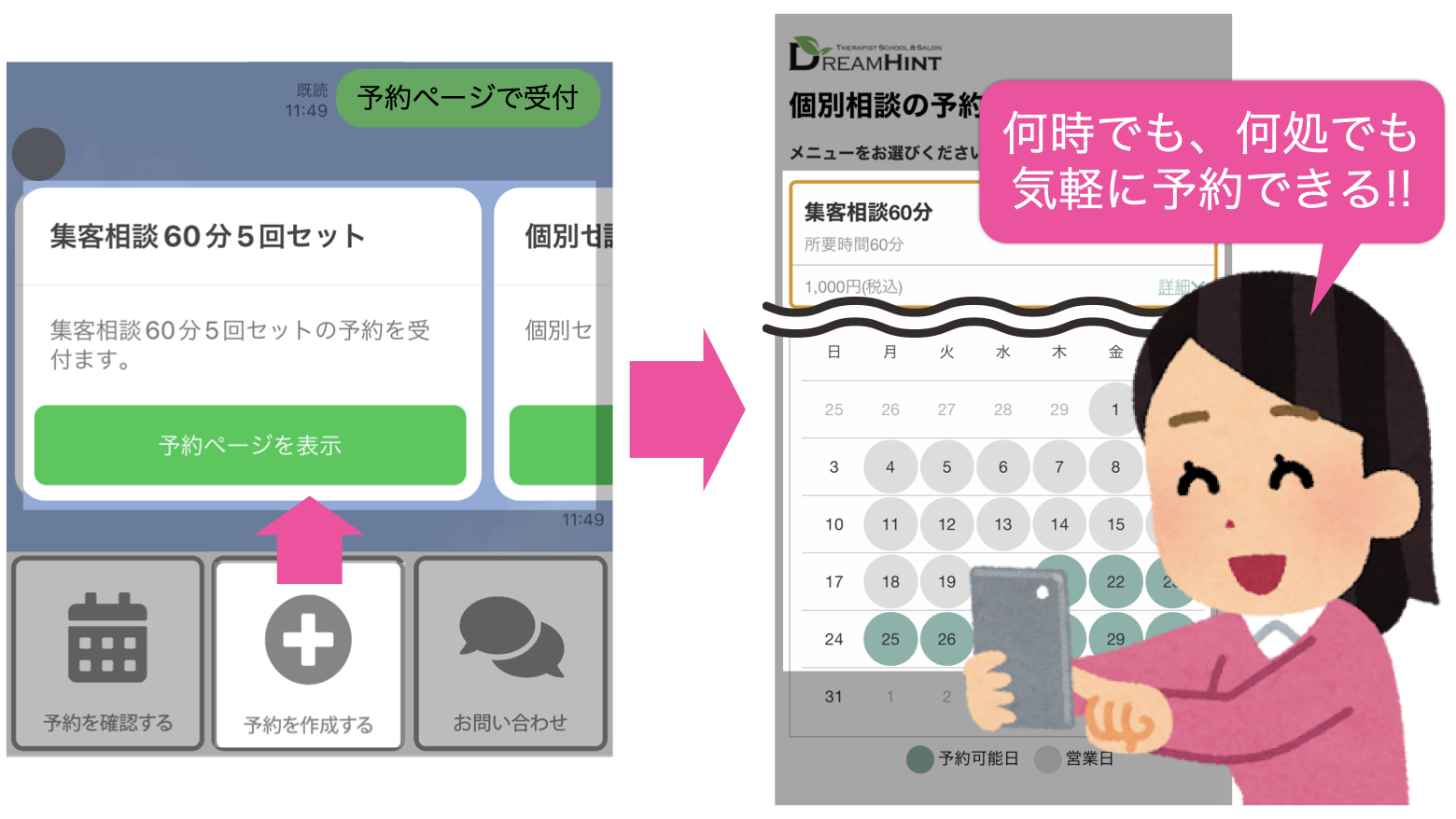 何時でも、何処でも、気軽に予約できる!!